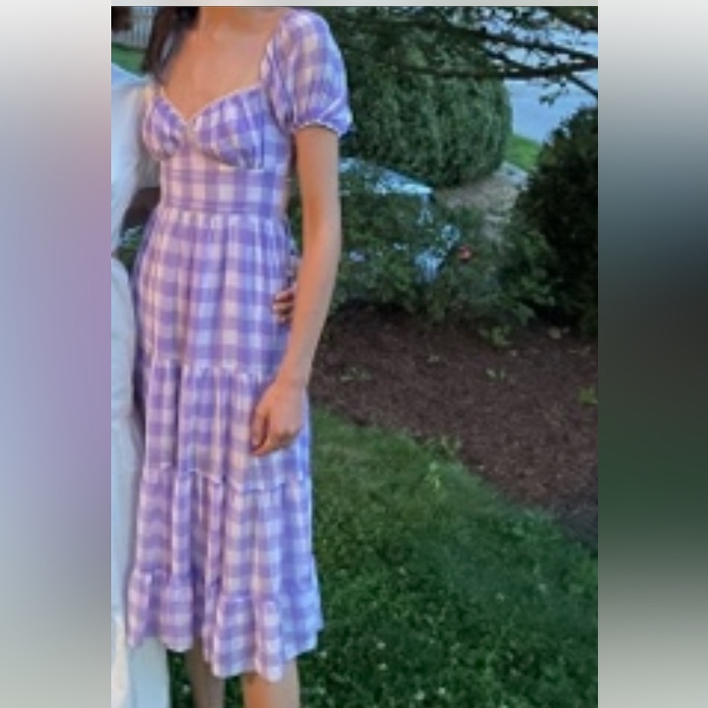 Purple and white checkered dress